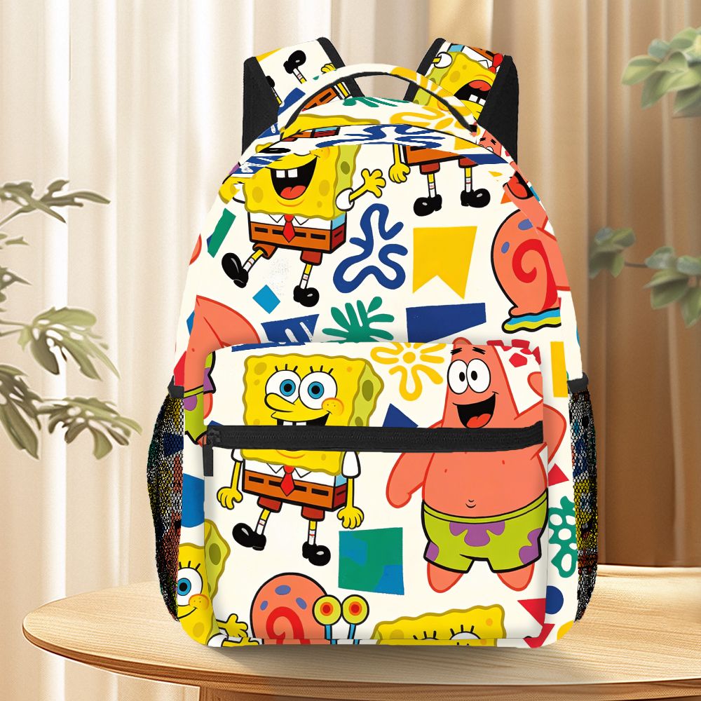 Backpacks - かわいいスポンジボブとパトリック・スターの全面プリントバックパック漫画スクールバッグ旅行学校用カジュアルデイパック