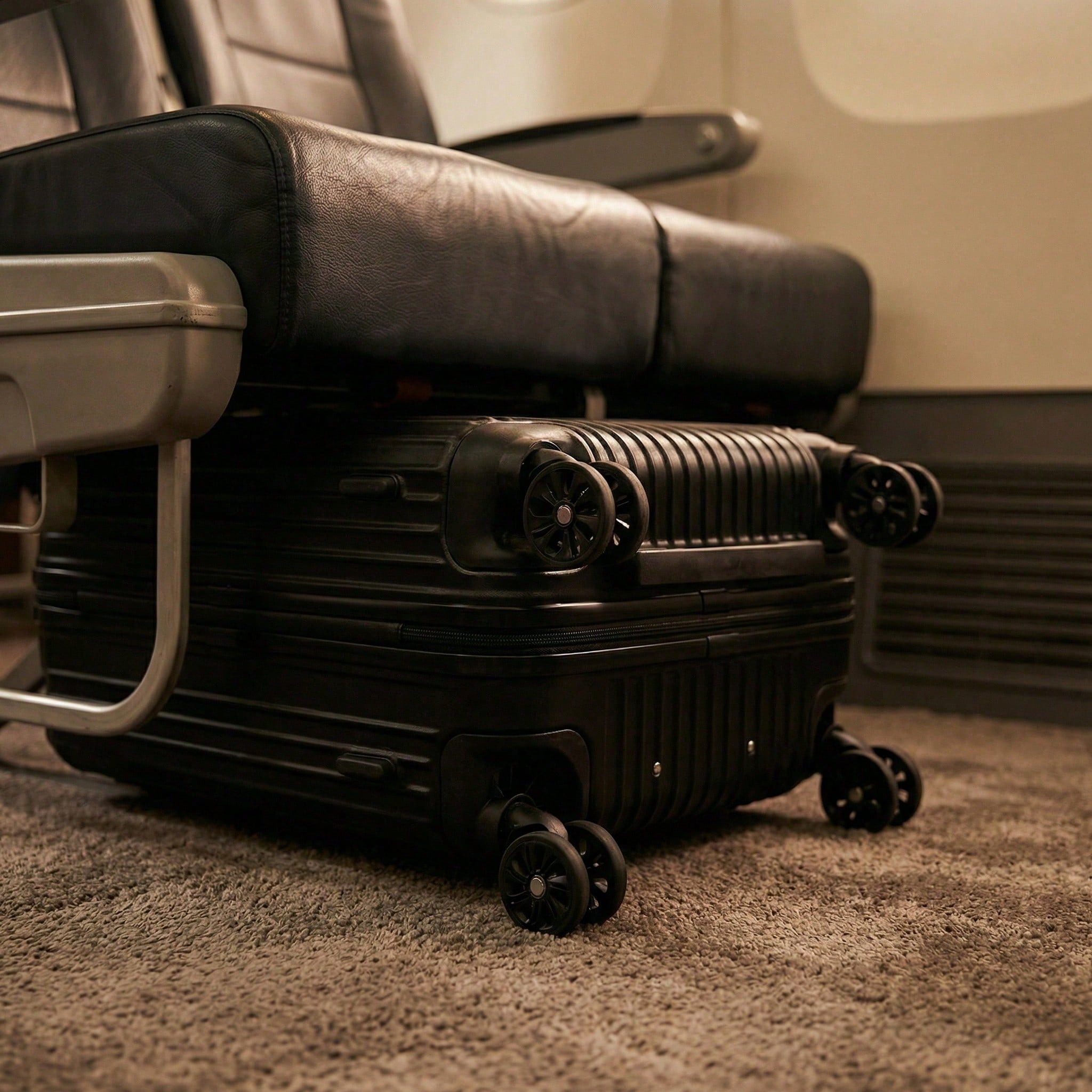 20インチのハードシェルキャリーオンスーツケース、黒の縦縞模 - Spinner Wheel Rolling Suitcase 20 Inch のレビューと価格