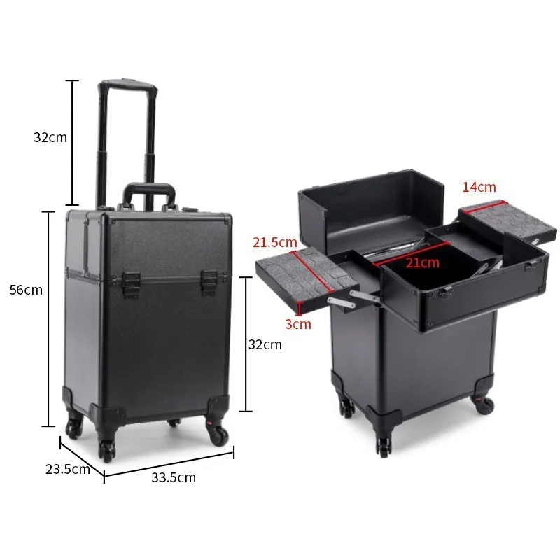 キャスター付きの化粧品収納ケース。大容量で多層構造。プロ仕様 - Luggage のレビューと価格