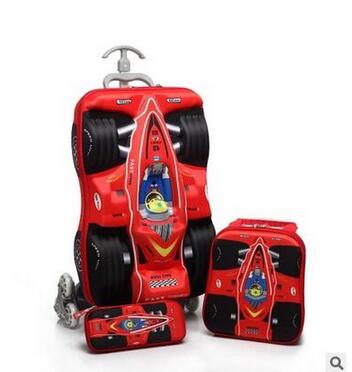3D ボーイズカー型トロリースーツケース 子供用キャリーバッ - Foldable Rolling Luggage Bag のレビューと価格