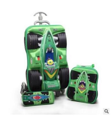 3D ボーイズカー型トロリースーツケース 子供用キャリーバッ - Foldable Rolling Luggage Bag のレビューと価格